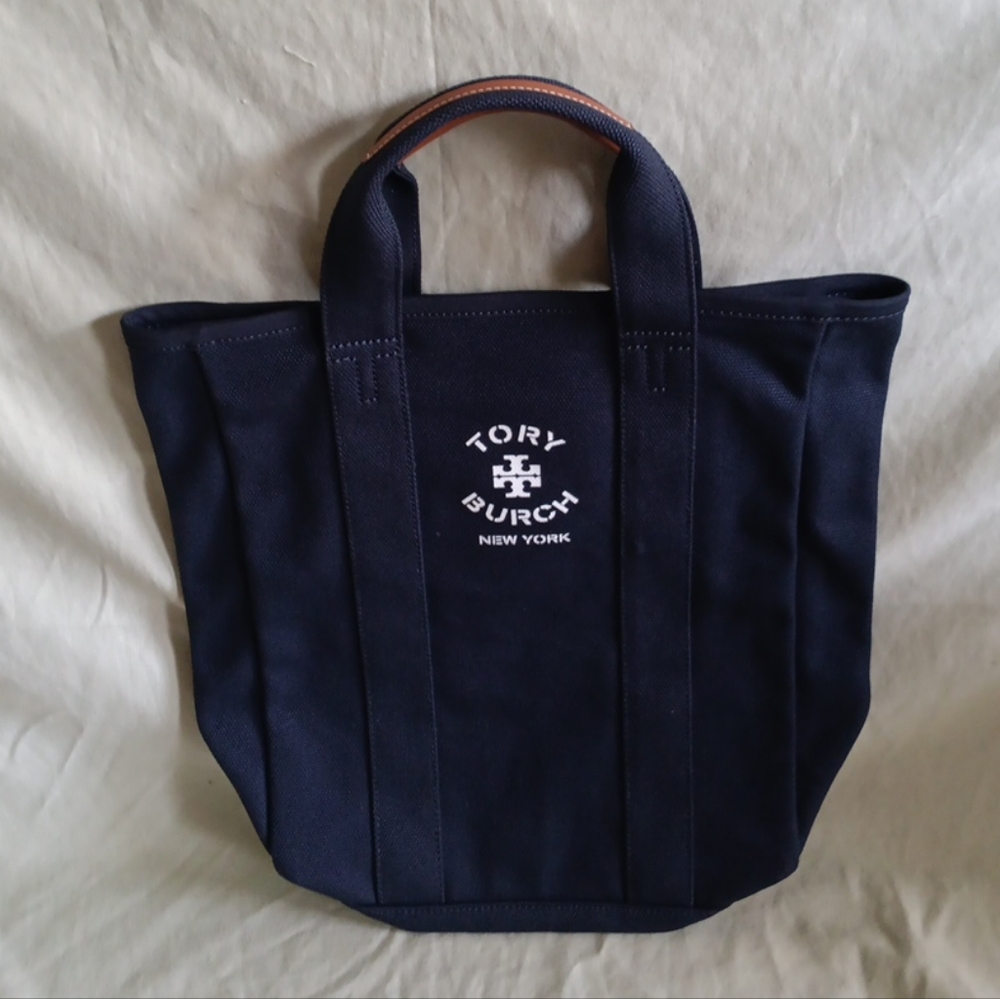 NEW TORY BURCH  LIMITED EDITION Mercer St Canvas Tote Bag Shopper In Navy Blue